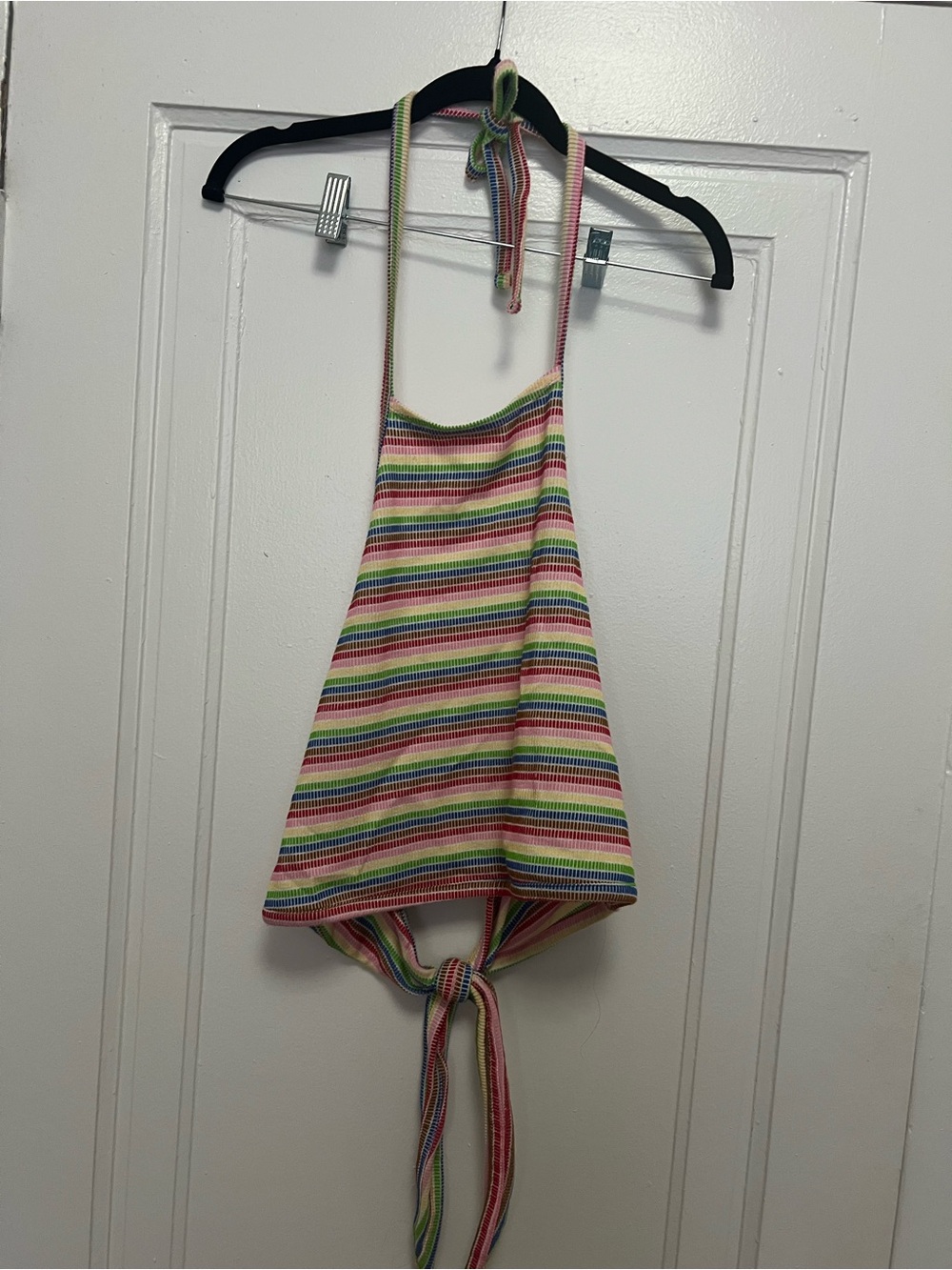 Rainbow Striped Halter Crop Top